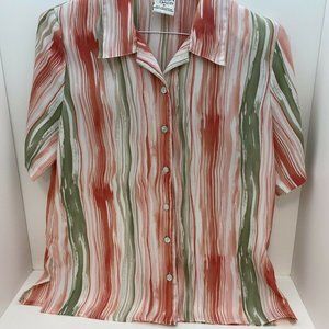 Allison Daley Button front Blouse Size 8 Coral Oli